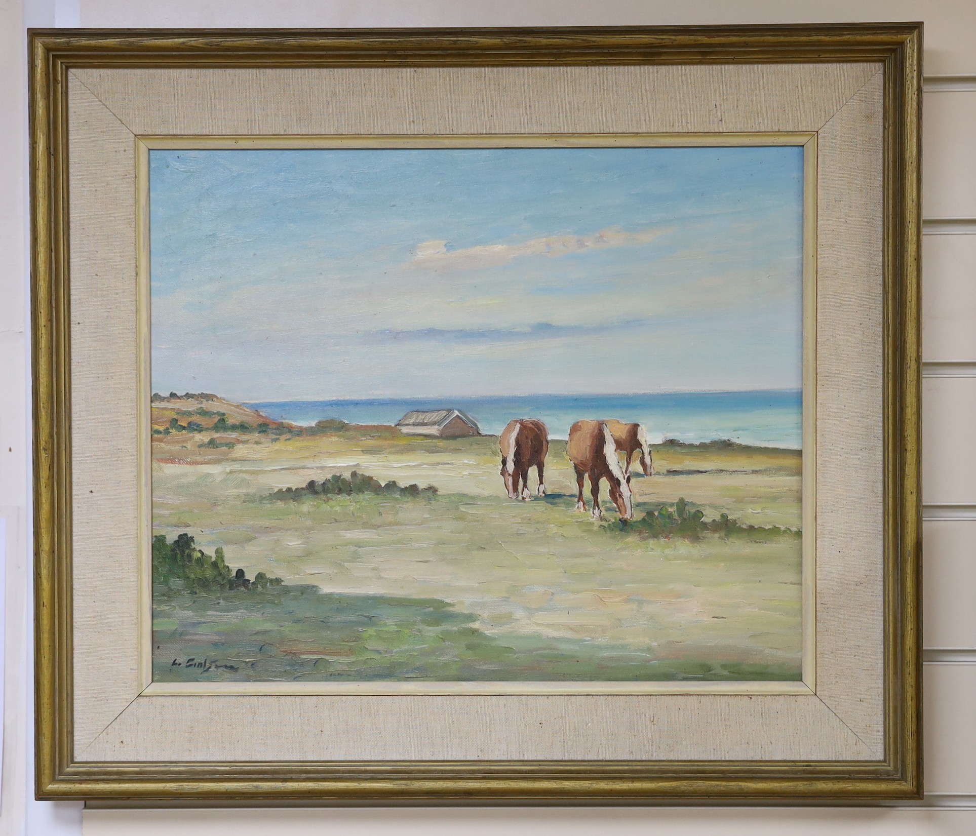 Lage Carlsson (1907-1983), oil on canvas, 'The island of Oland', indistinctly, 37 x 45cm